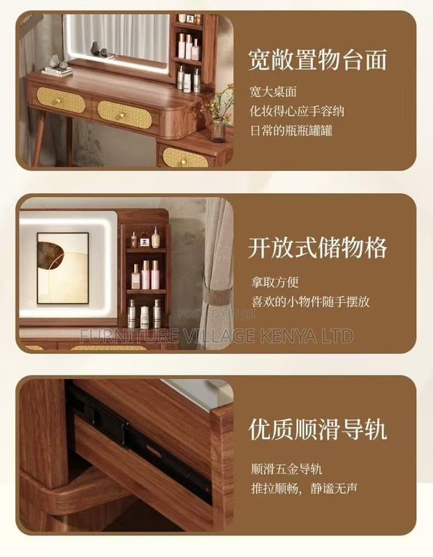 Dressing Table; Vintage Led Light Make Up Brown Modern Dressing Table - thumbnail 4