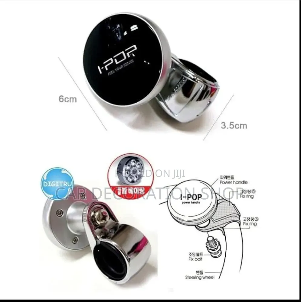 Spherical Steering Wheel Spinner Knob Assist With One Handed