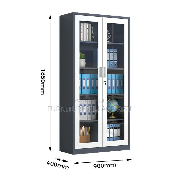 Office Cabinet; 2-Door Full Glass Storage Cabinet