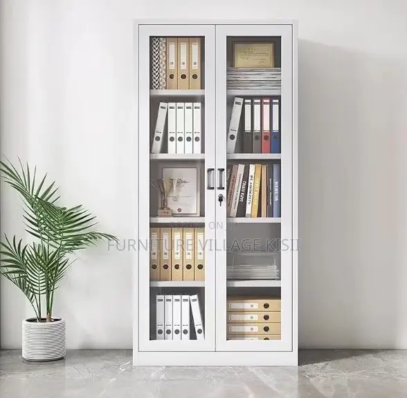 Office Cabinet; 2-Door Full Glass Storage Cabinet