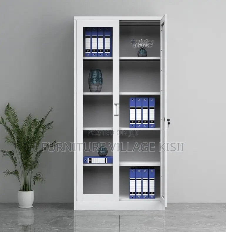 Office Cabinet; 2-Door Full Glass Storage Cabinet