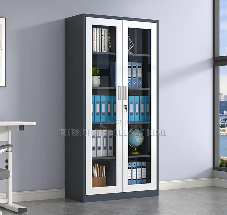 Office Cabinet; 2-Door Full Glass Storage Cabinet