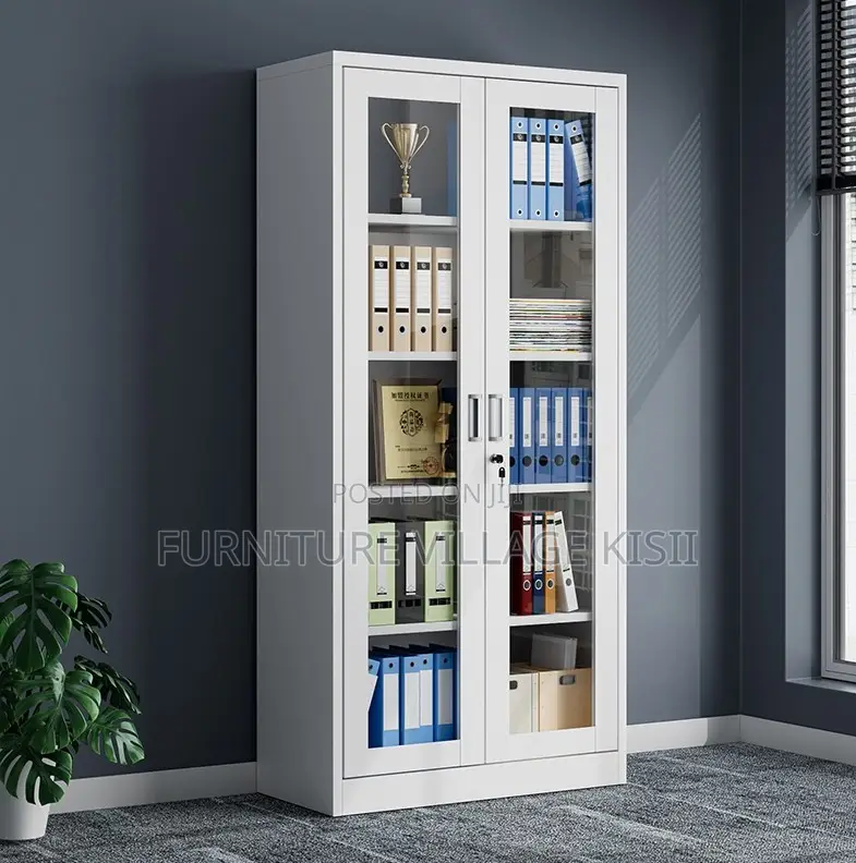 Office Cabinet; 2-Door Full Glass Storage Cabinet
