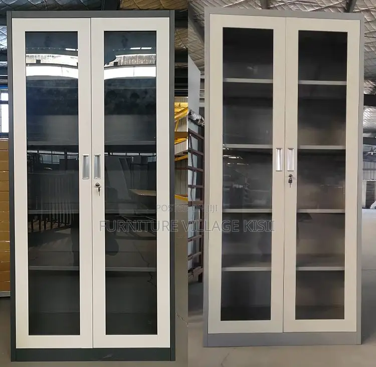 Office Cabinet; 2-Door Full Glass Storage Cabinet
