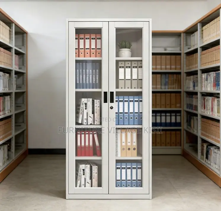 Office Cabinet; 2-Door Full Glass Storage Cabinet