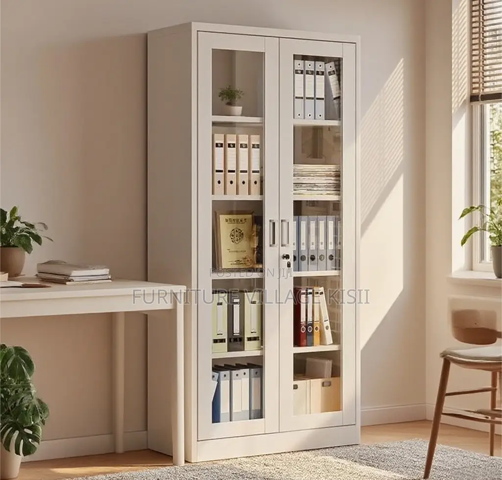 Office Cabinet; 2-Door Full Glass Storage Cabinet