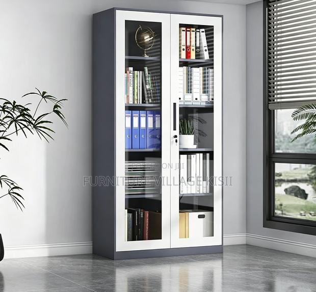 Office Cabinet; 2-Door Full Glass Storage Cabinet