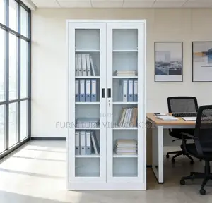 Office Cabinet; 2-Door Full Glass Storage Cabinet