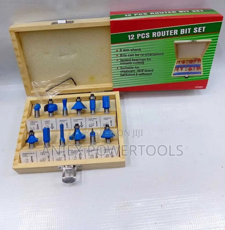 12-Piece Tungsten Carbide Wood Router Bit 8mm
