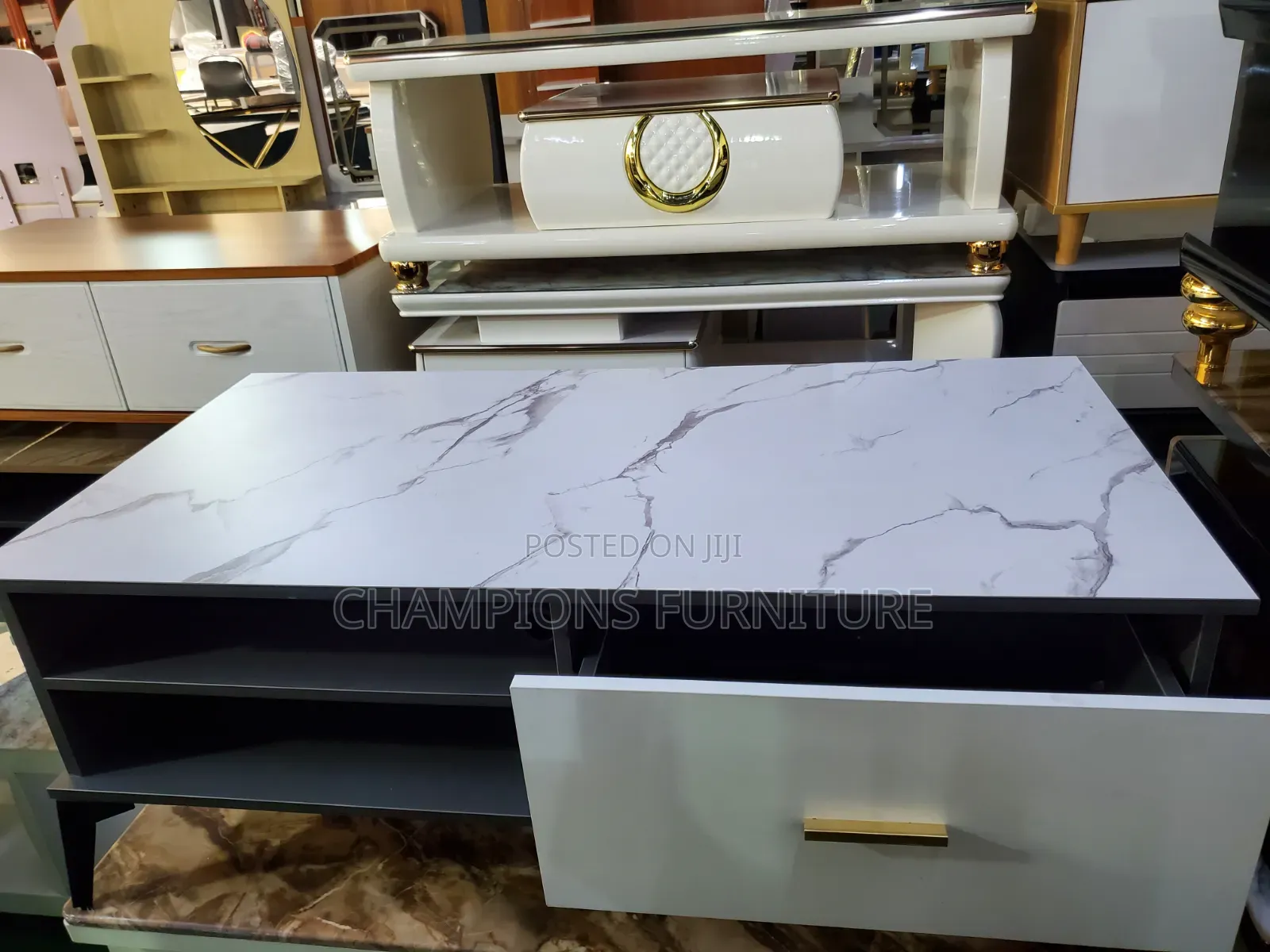 Marbletop Coffee Table and Media Console