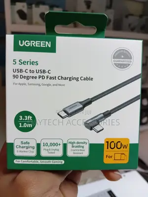 UGREEN 5 Series USB-C to USB-C 90 Degree PD Fast Charging Cable 100W