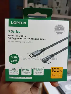 UGREEN 5 Series USB-C to USB-C 90 Degree PD Fast Charging Cable 100W
