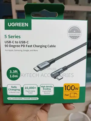 UGREEN 5 Series USB-C to USB-C 90 Degree PD Fast Charging Cable 100W