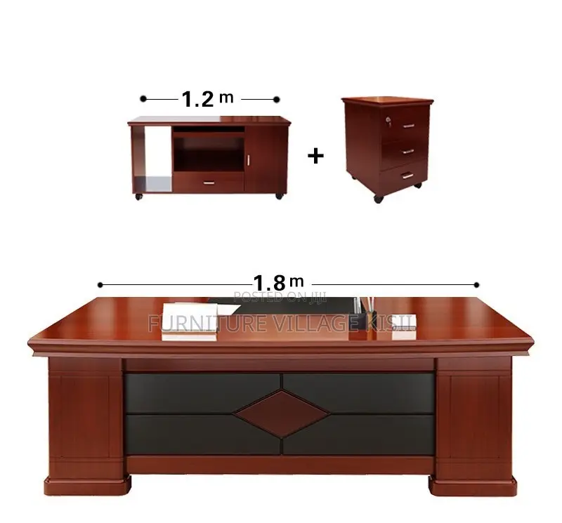 Office Desk; Mahogany L-Shaped Executive Office Desk 1800mm
