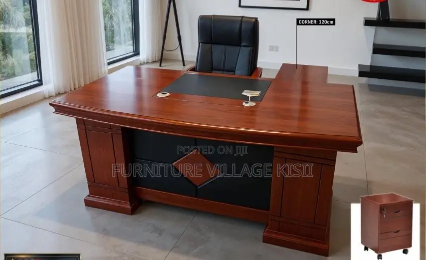 Office Desk; Mahogany L-Shaped Executive Office Desk 1800mm