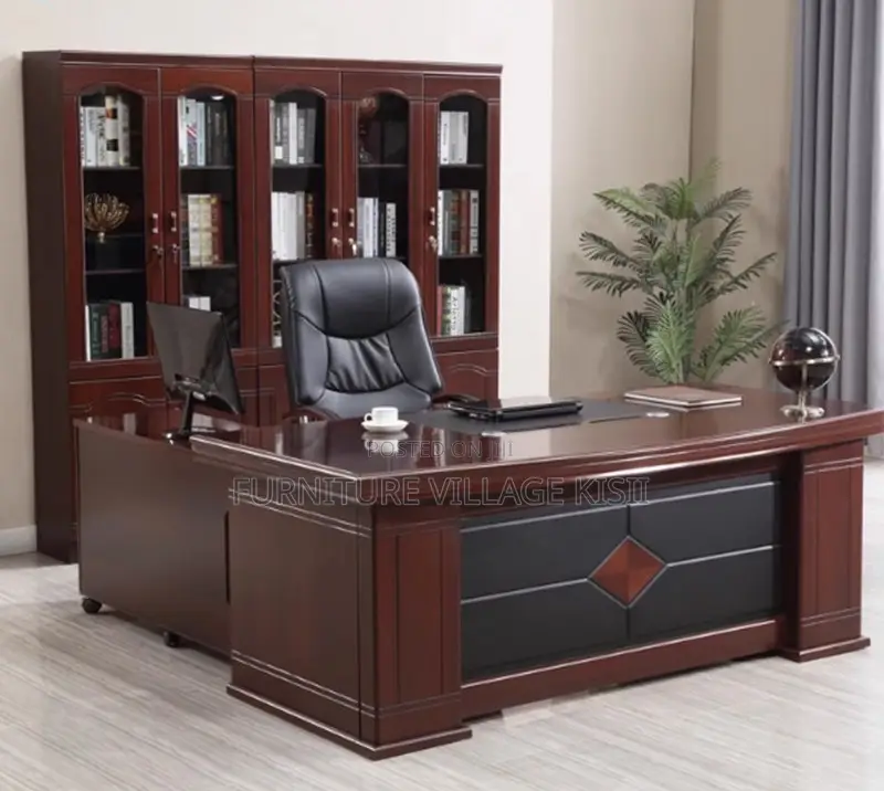 Office Desk; Mahogany L-Shaped Executive Office Desk 1800mm