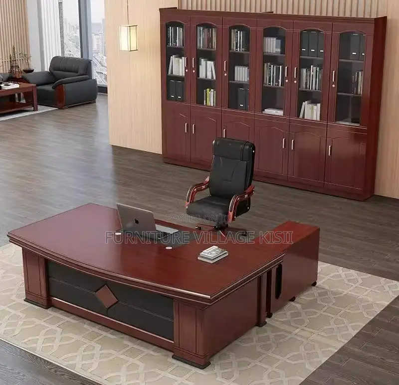 Office Desk; Mahogany L-Shaped Executive Office Desk 1800mm