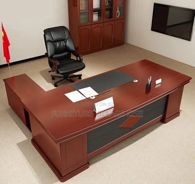 Office Desk; Mahogany L-Shaped Executive Office Desk 1800mm