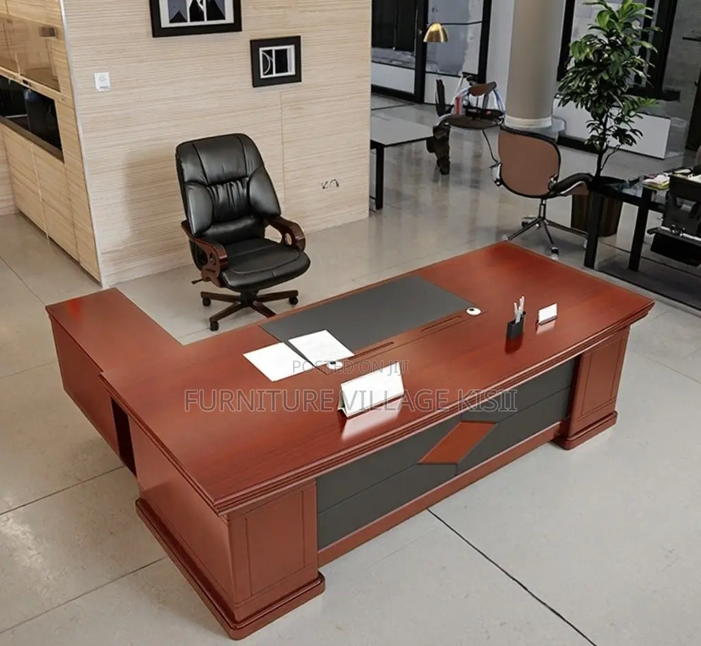 Office Desk; Mahogany L-Shaped Executive Office Desk 1800mm