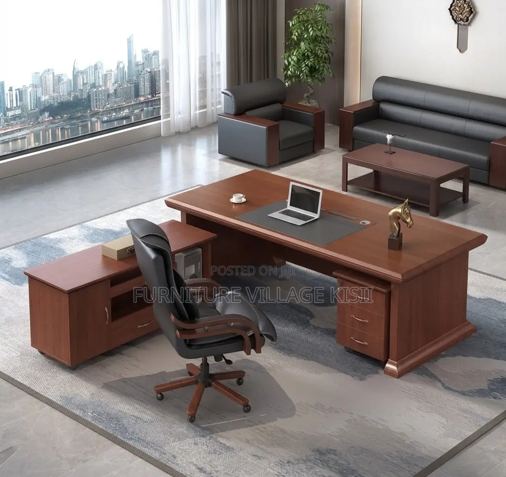 Office Desk; Mahogany L-Shaped Executive Office Desk 1800mm