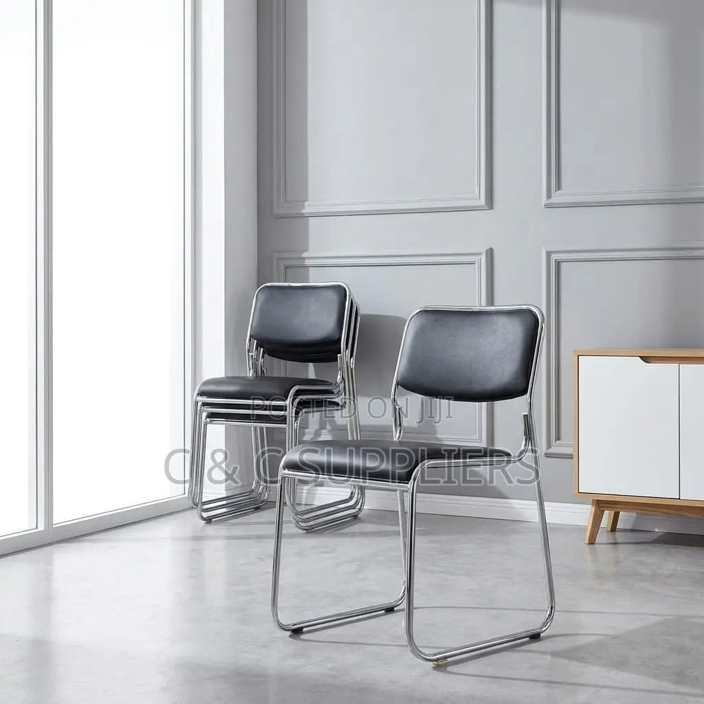 Medium Back Padded Reception Chrome Chair.