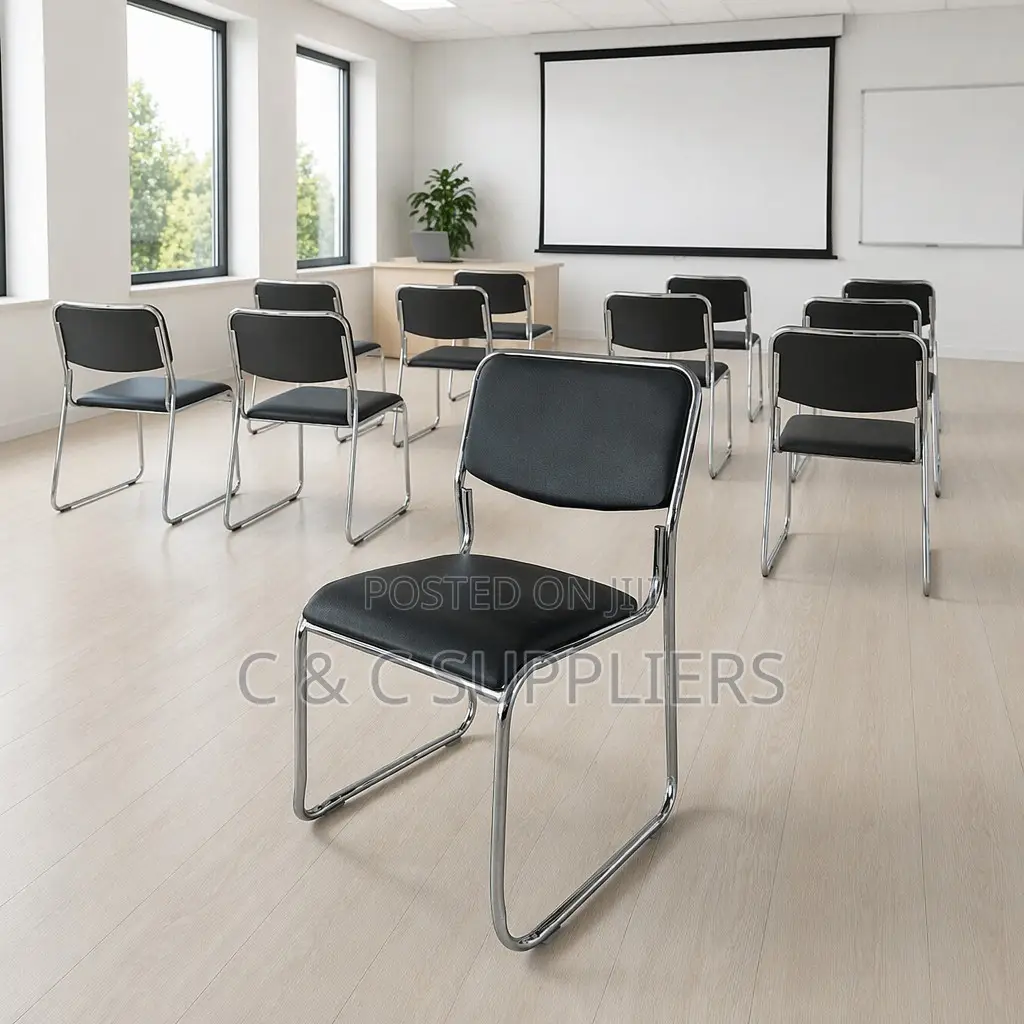 Medium Back Padded Reception Chrome Chair.