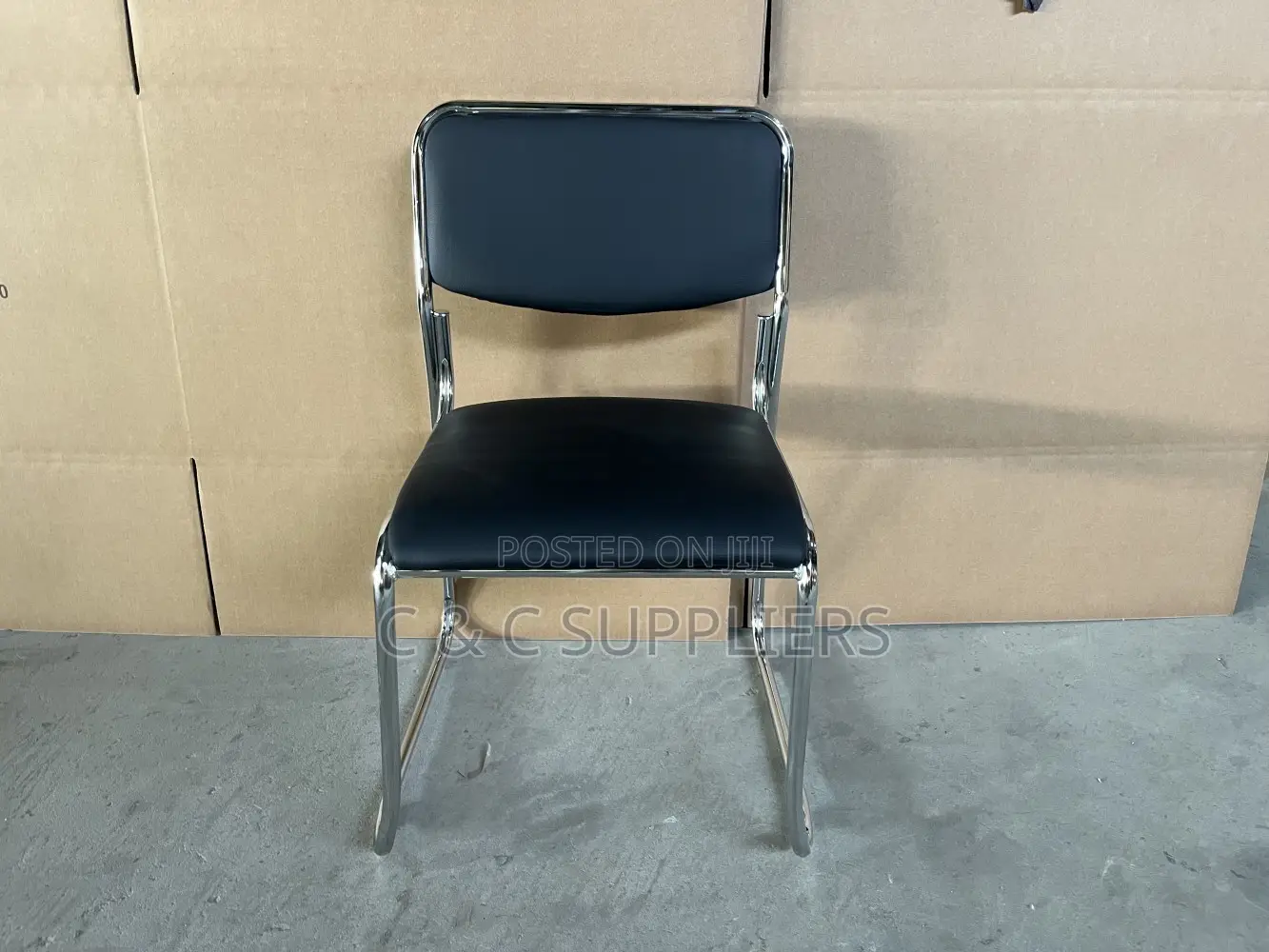 Medium Back Padded Reception Chrome Chair.
