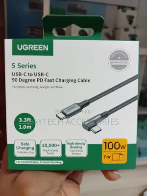 Ugreen USB C to USB C Cable Right Angle 1m 100w 5a Pd Fast Charge.