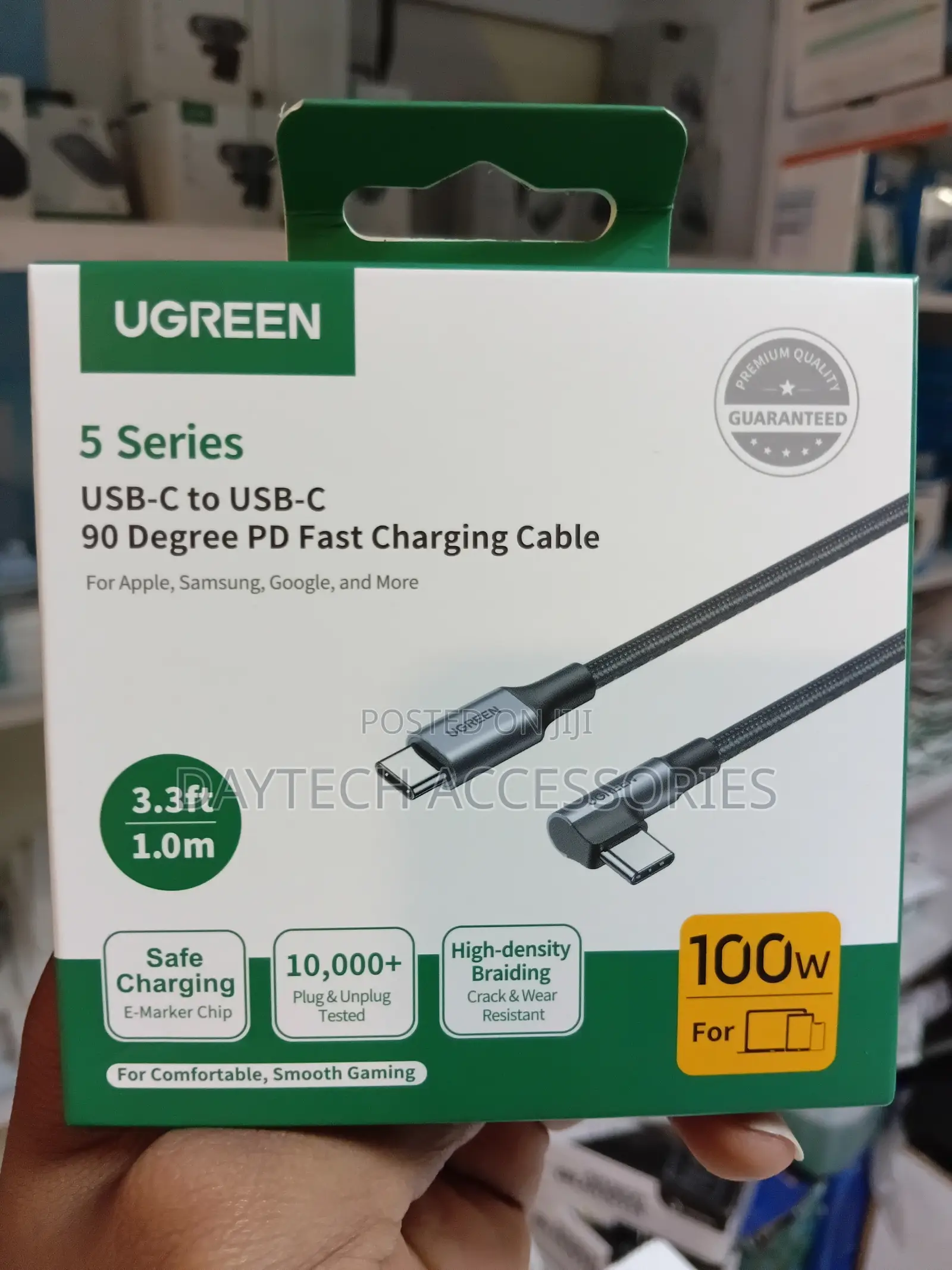 Ugreen USB C to USB C Cable Right Angle 1m 100w 5a Pd Fast Charge.