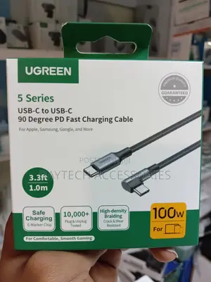 Ugreen USB C to USB C Cable Right Angle 1m 100w 5a Pd Fast Charge.