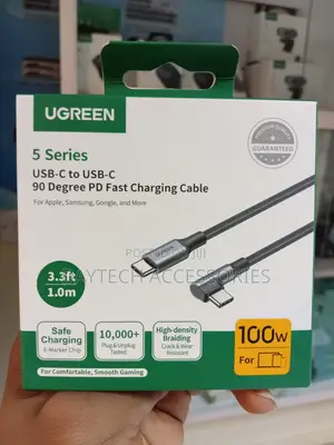 Ugreen USB C to USB C Cable Right Angle 1m 100w 5a Pd Fast Charge.