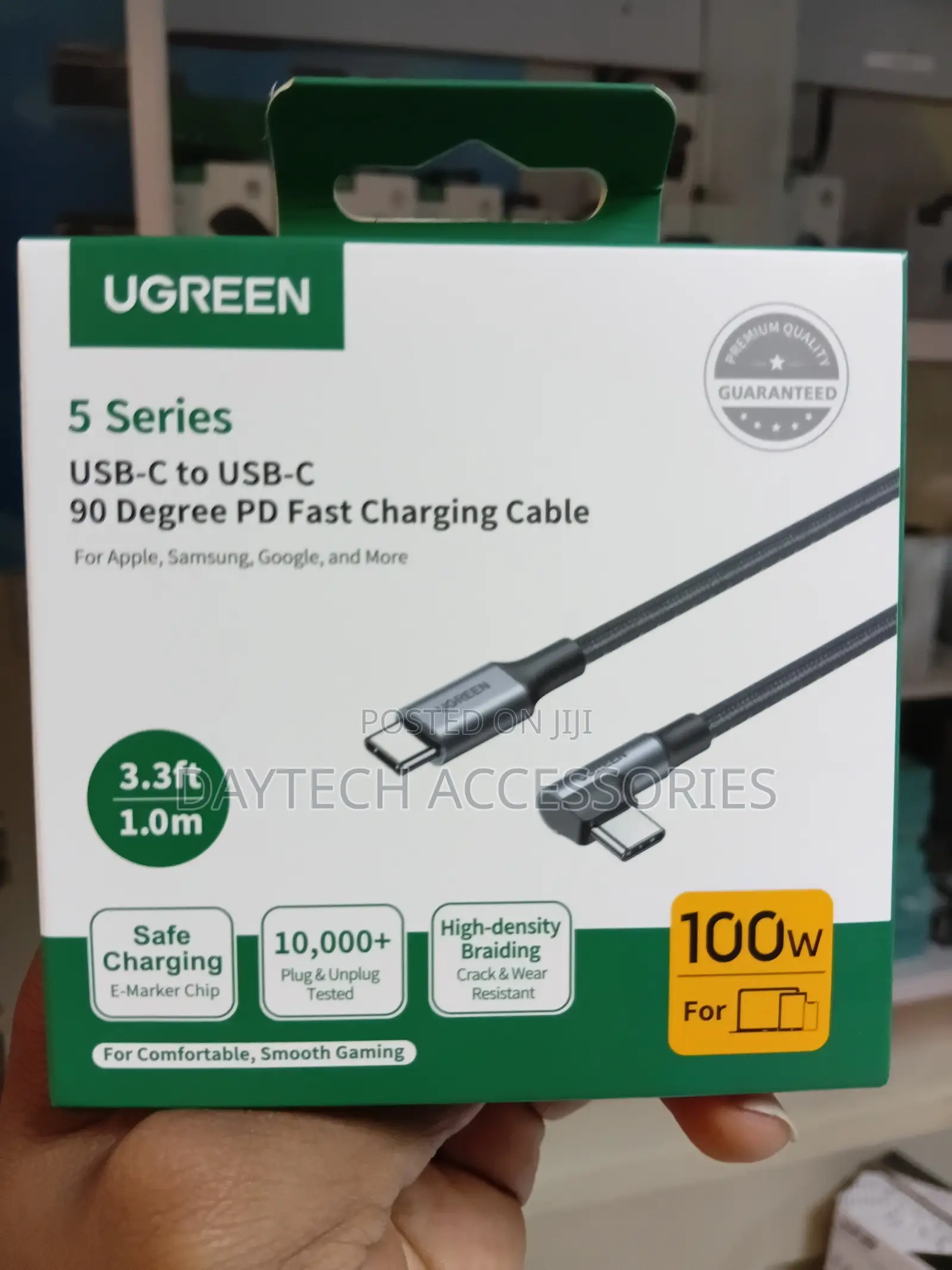 UGREEN 100W Right Angle USB C Cable 90° Ends Fast Charging 6.6ft.
