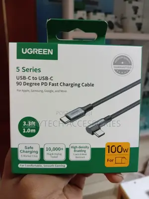 UGREEN 100W Right Angle USB C Cable 90° Ends Fast Charging 6.6ft.
