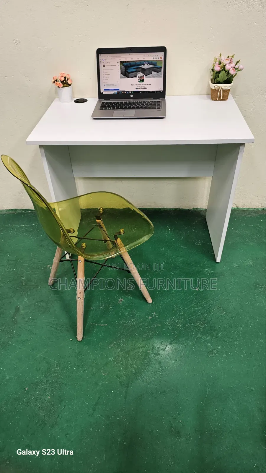 0.9M Study Desk and Acrylic Chair Combo
