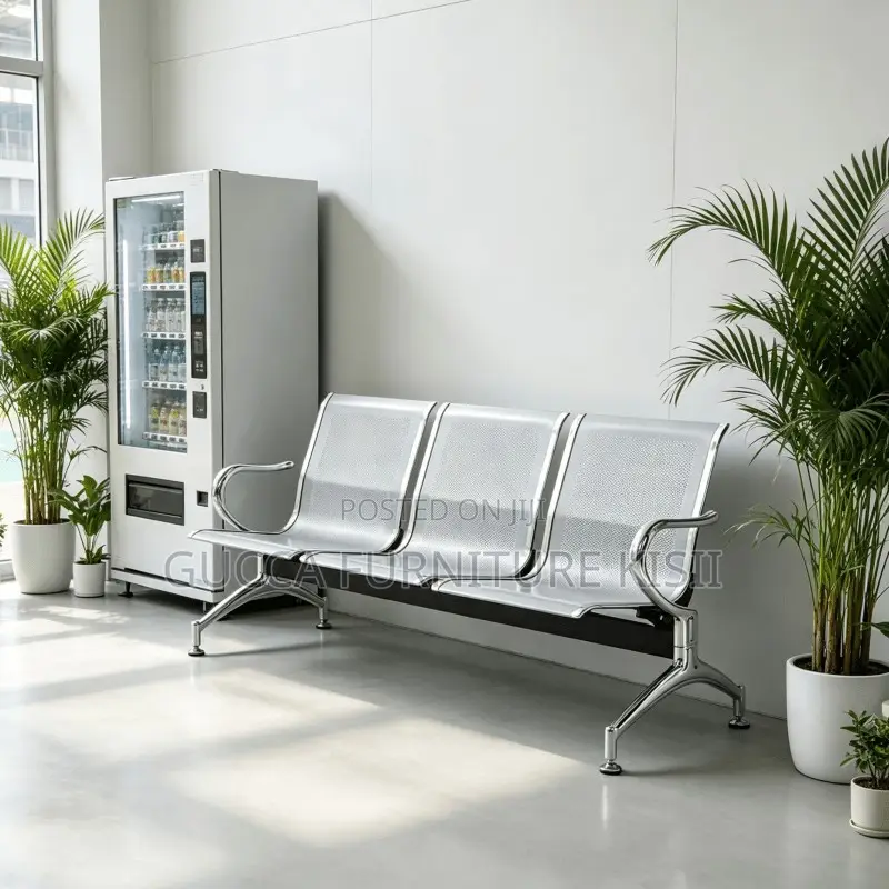 Reception Bench; 3 Link Non-Padded Metallic Waiting Bench