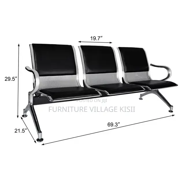 Office Bench; 3-Seater Steel Waiting Bench