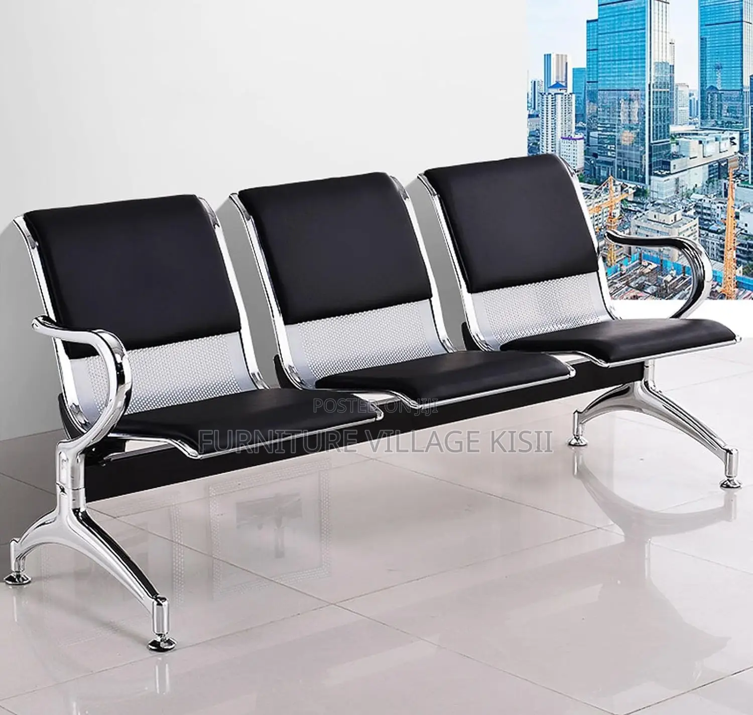 Office Bench; 3-Seater Steel Waiting Bench