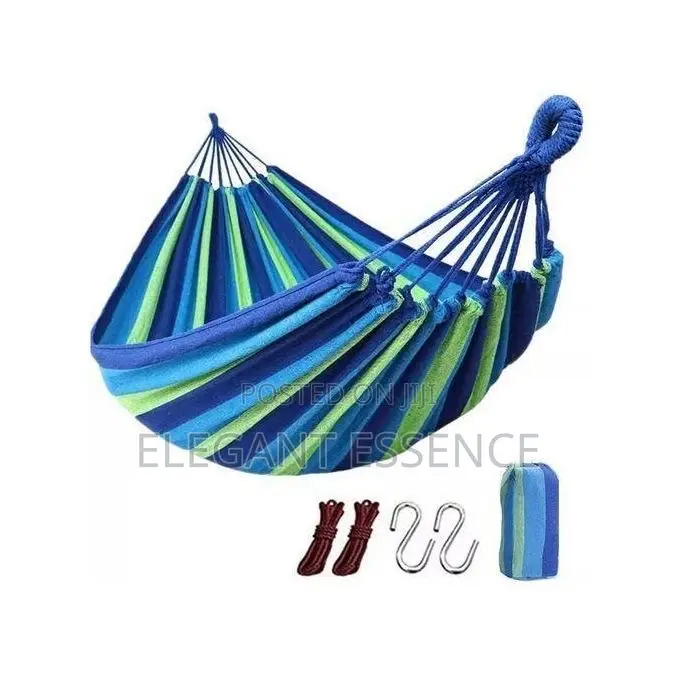 Outdoor Camping Hiking Garden Hammock Hanging Swing Bed Stripes-Green