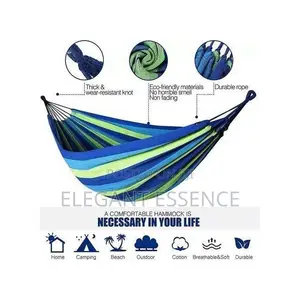 Outdoor Camping Hiking Garden Hammock Hanging Swing Bed Stripes-Green