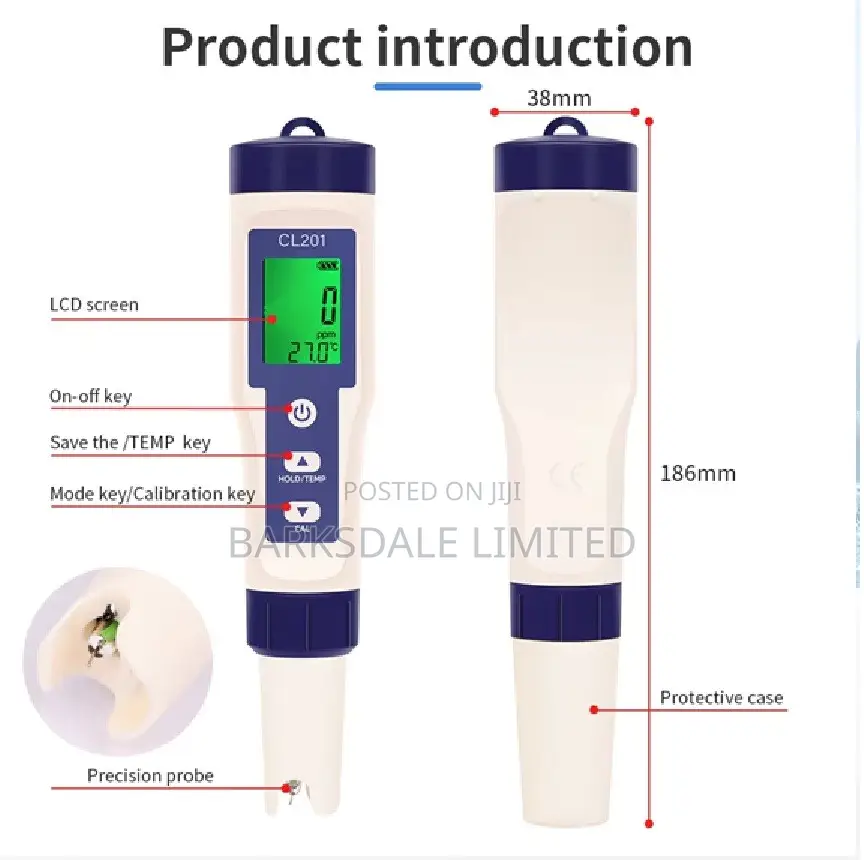 CL2 Temp Meter Ster Pool Drinking AquariumsDigital Chlorine Water Te