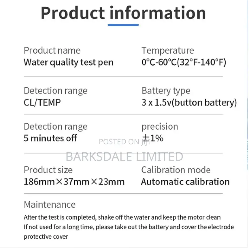 CL2 Temp Meter Ster Pool Drinking AquariumsDigital Chlorine Water Te