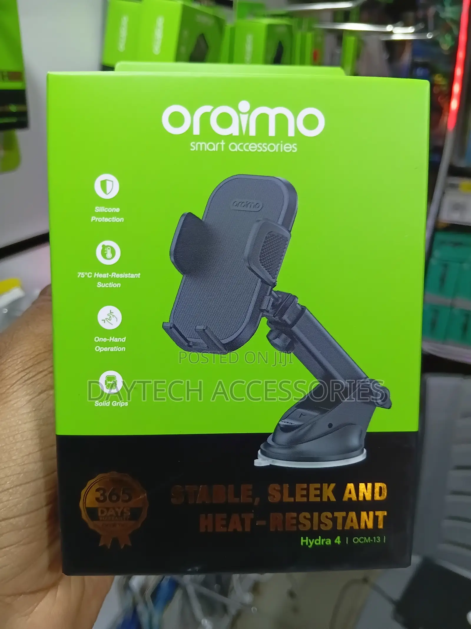 Oraimo Hydra 4 Super Suction Flexible Car Phone Mount - Black