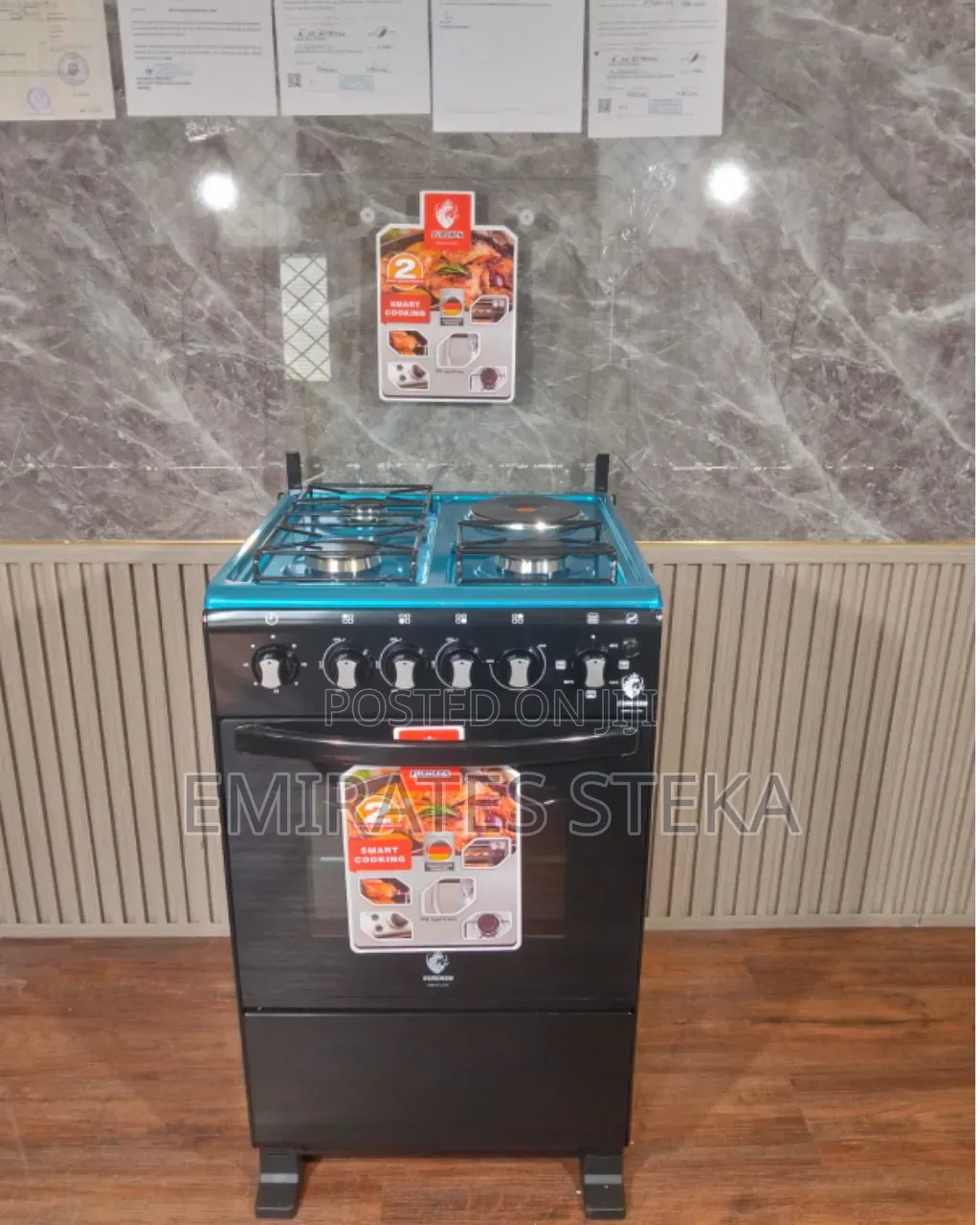 Euroken Euro55-3+1-E Three Burner + 1 Hot Plate 50x55 Black