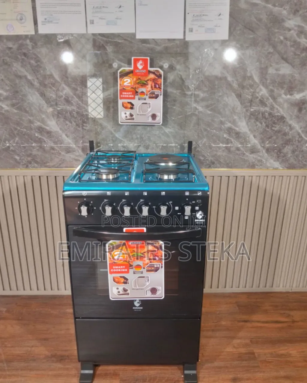 Euroken 50x55cm Standing Cooker, 3 Gas Burners + 1 Electric Hotplate,