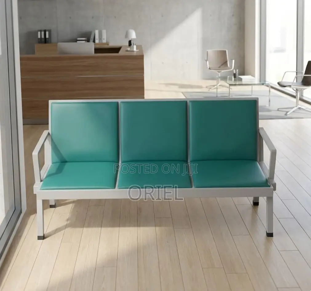 Office Bench : Green 3-Seater Waiting Bench