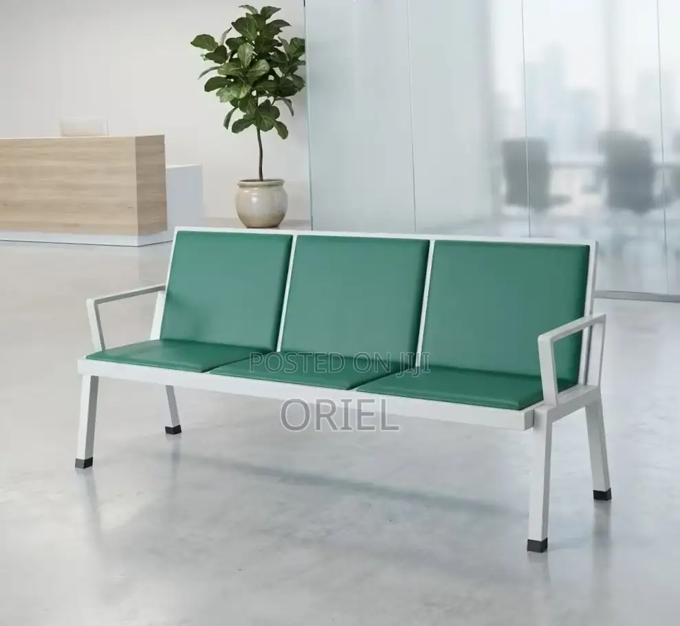Office Bench : Green 3-Seater Waiting Bench