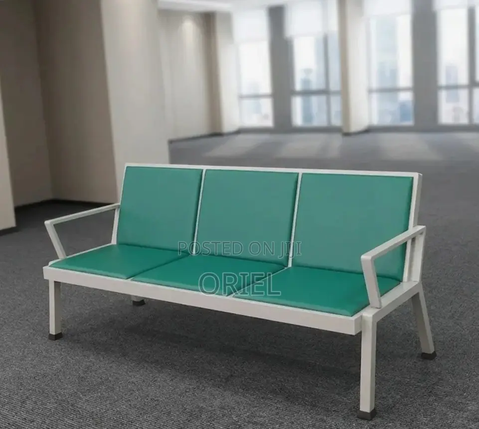 Office Bench : Green 3-Seater Waiting Bench