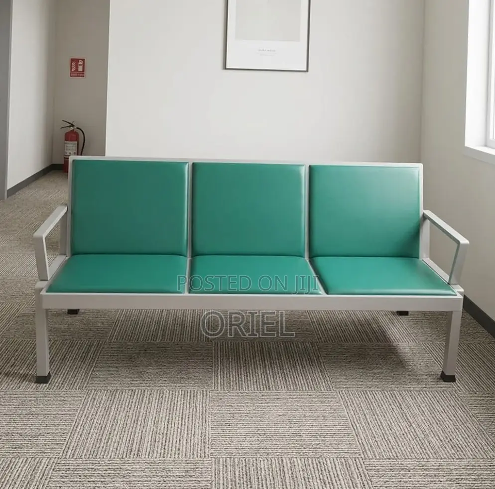 Office Bench : Green 3-Seater Waiting Bench