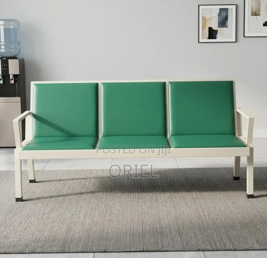 Office Bench : Green 3-Seater Waiting Bench