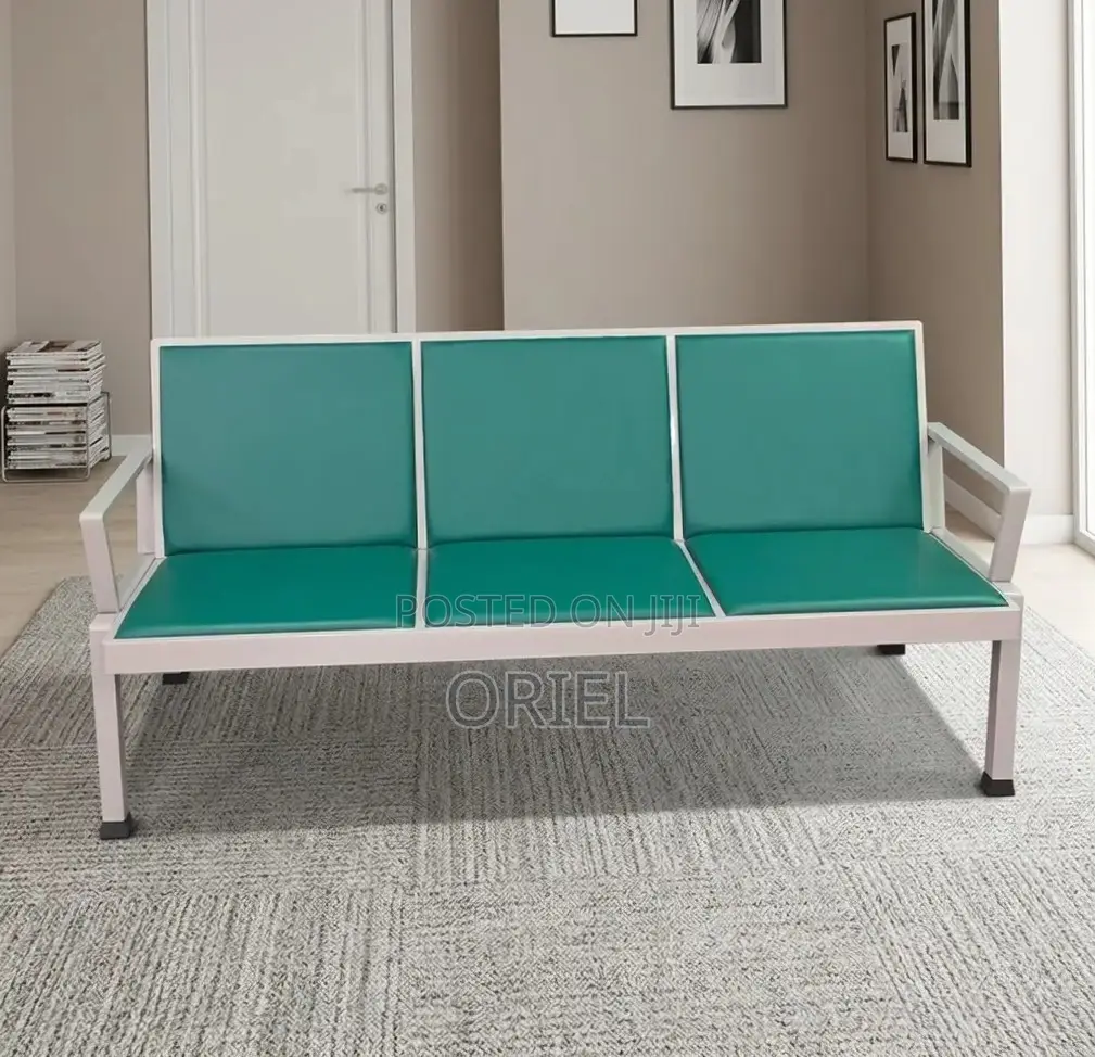 Office Bench : Green 3-Seater Waiting Bench